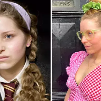 Jessie Cave lavande brown harry potter avant apres