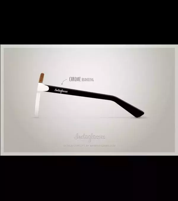 La branche gauche de la paire de lunettes avec l'inscription ''Instagram" chromée