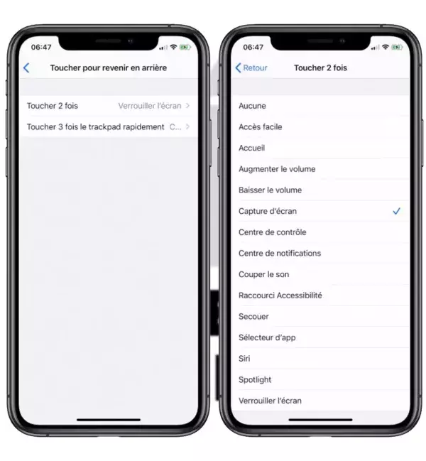 2. le "double tap", pour associer n'importe quelle action à des tapotements derrière le téléphone