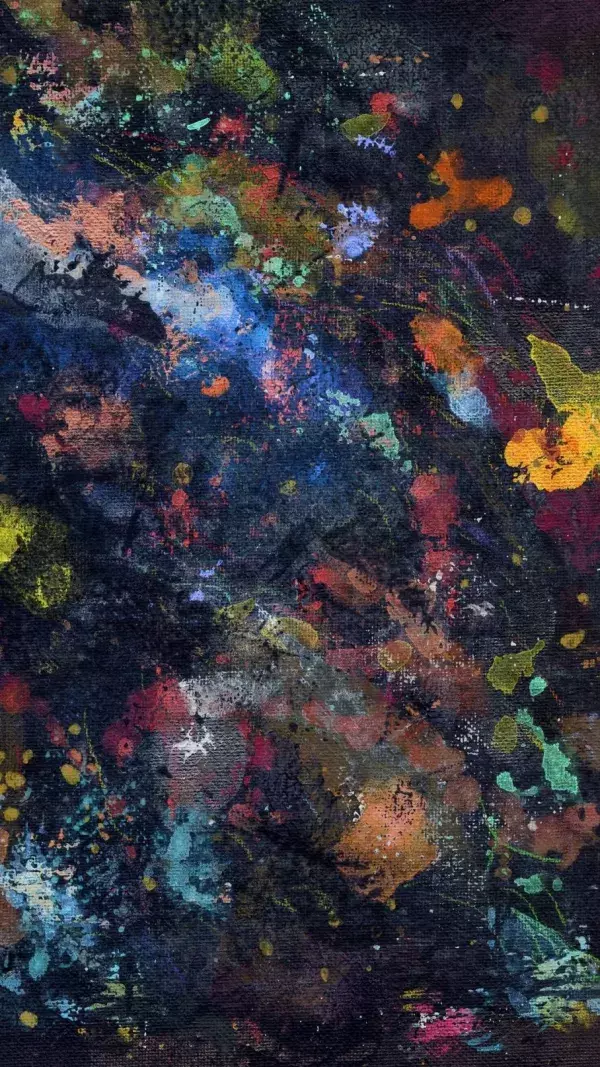 Belle peinture abstraite sombre... mais colorée
