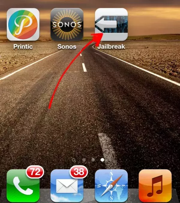 Jailbreak ios 6, étape 10: Une fois l'iphone redemarré, retrouvez l'application Jailbreak et ouvrez là