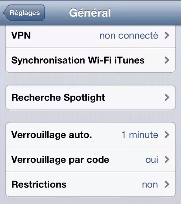 Jailbreak ios 6, étape 2: accédez à la rubrique Accès par code