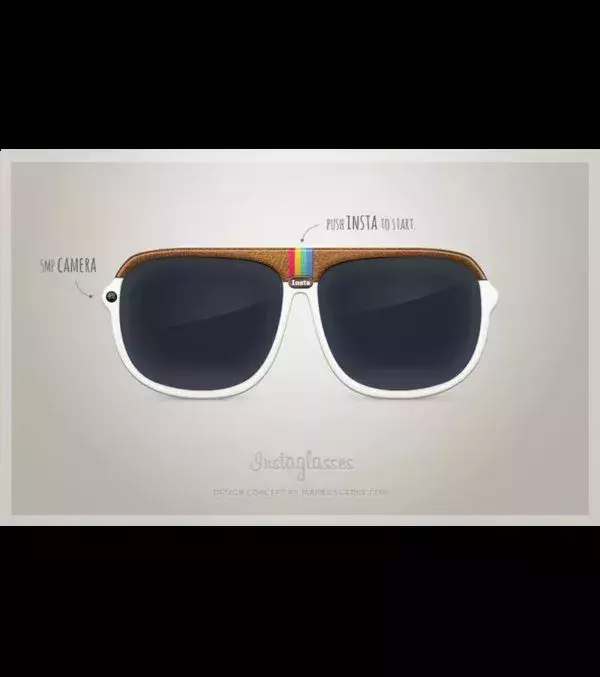 Voici les ''Instaglasses''. On note la caméra de 5MP et le bouton ''Insta'' pour allumer les lunettes.