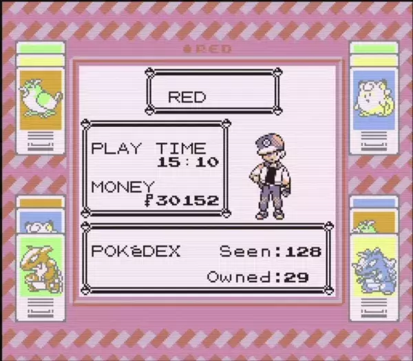 1 heure et 45 minutes pour terminer Pokémon Rouge                                          