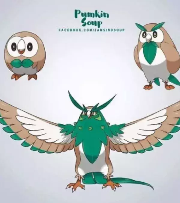 Evolution starters Pokémon Lune/Soleil : les évolutions de Bindibou imaginées par Pumpkin Soup