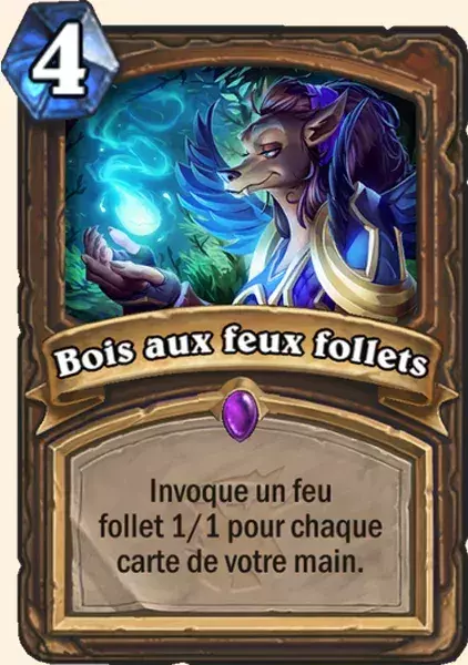 Hearthstone Extension Bois Maudit nouvelle carte Druide : Bois aux feux follets