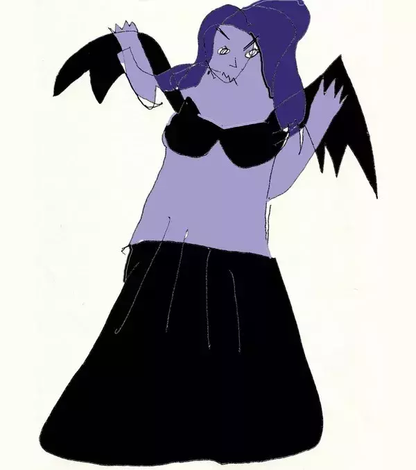 League of Legends : dessin de Morgana les yeux fermés