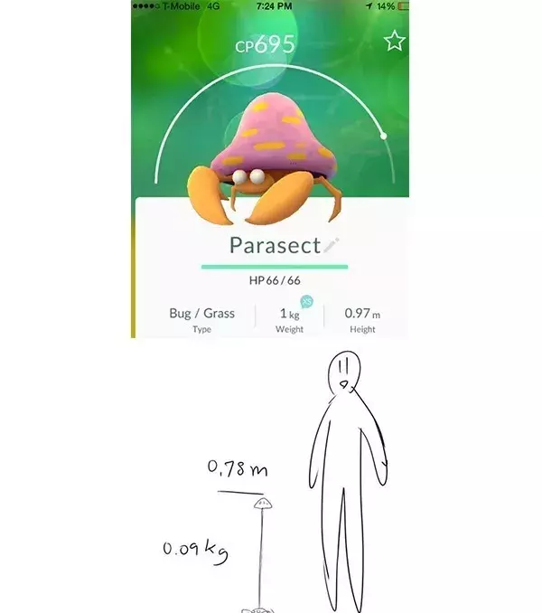 Les vraies formes des Pokémon : Parasect avait tendance à être un peu inquiétant avec ses yeux blancs, mais là il est surtout ridicule