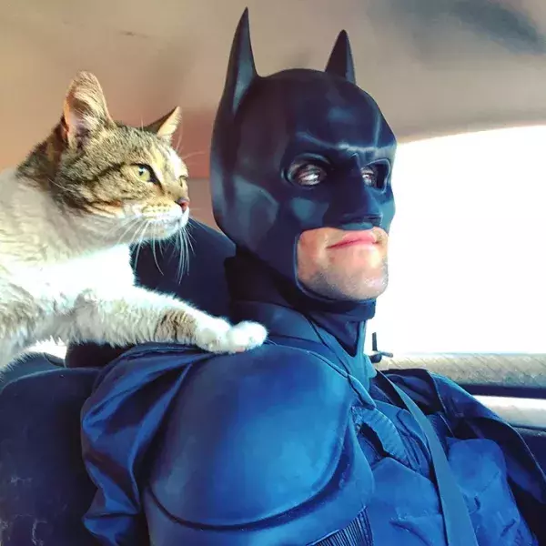 Batman4Paws : une patte sur l'épaule, comme pour remercier son sauveur